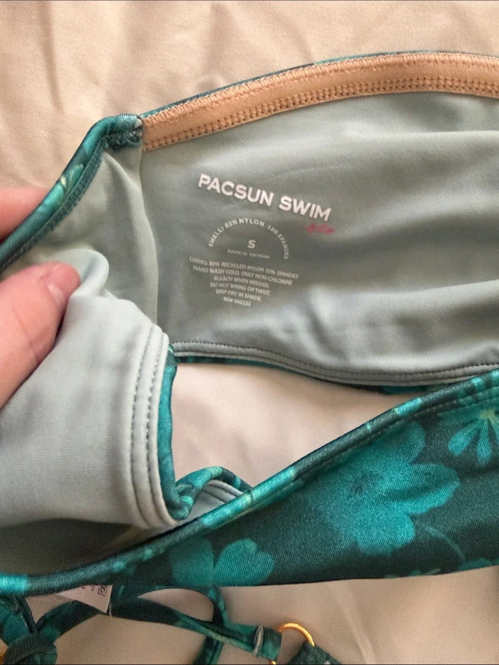 PacSun Teal Floral Bandeau Tie-Side Bikini